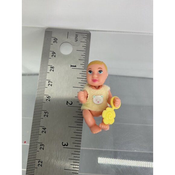 Vintage Mattel Barbie Doll Infant Baby With Yellow Rattle - Picture 2 of 3